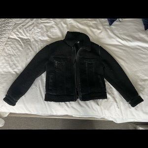Rebecca Minkoff Black Clark Shearling Leather Lined Jacket